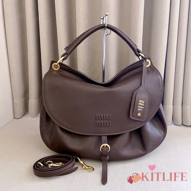Kitlife Miu Miu Rendez-vous Dark Brown Leather Bag 5BC219 39.5x33x15cm  - 1
