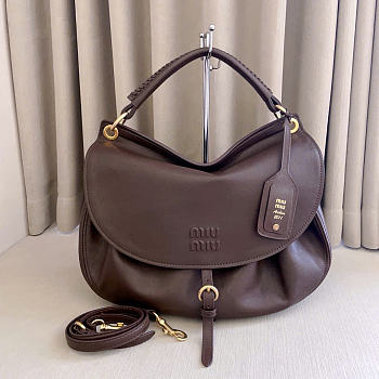 Kitlife Miu Miu Rendez-vous Dark Brown Leather Bag 5BC219 39.5x33x15cm 