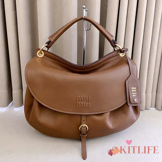Kitlife Miu Miu Rendez-vous Brown Leather Bag 5BC219 39.5x33x15cm - 1