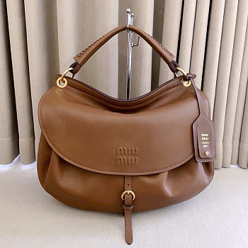Kitlife Miu Miu Rendez-vous Brown Leather Bag 5BC219 39.5x33x15cm