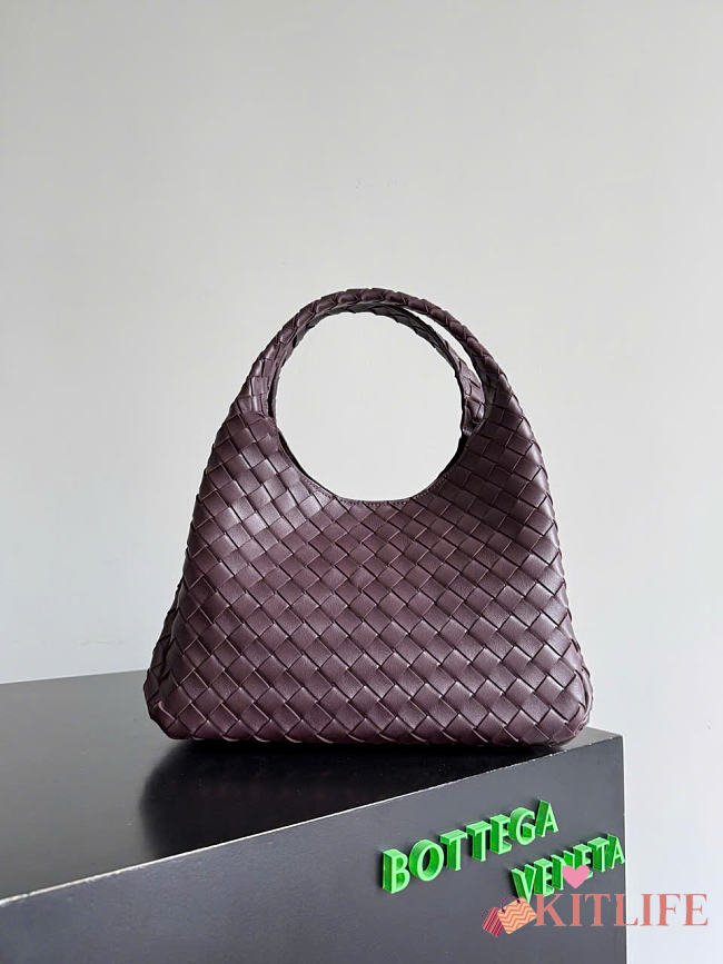 Kitlife Bottega Veneta Campana Shoulder Bag Burgundy 844249 33x20x16.5cm  - 1