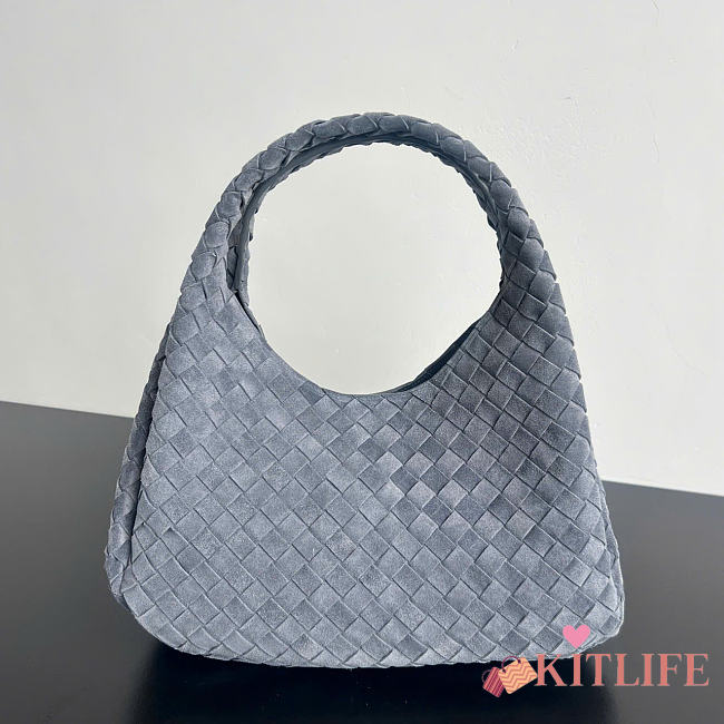 Kitlife Bottega Veneta Campana Shoulder Bag Gray Suede 844249 33x20x16.5cm - 1