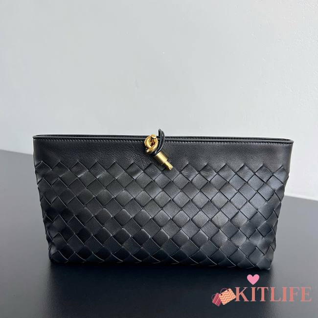 Kitlife Bottega Veneta Andiamo Boat Pouch Black 876344 31x16x8cm - 1