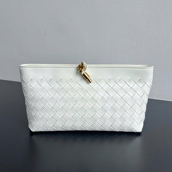 Kitlife Bottega Veneta Andiamo Boat Pouch White 876344 31x16x8cm 