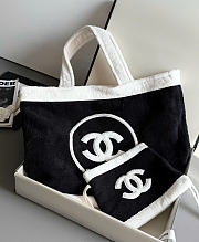 Kitlife Chanel Terry Cotton CC Beach Tote Towel Set Black White 35x42x21cm - 1