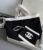 Kitlife Chanel Terry Cotton CC Beach Tote Towel Set Black White 35x42x21cm - 2