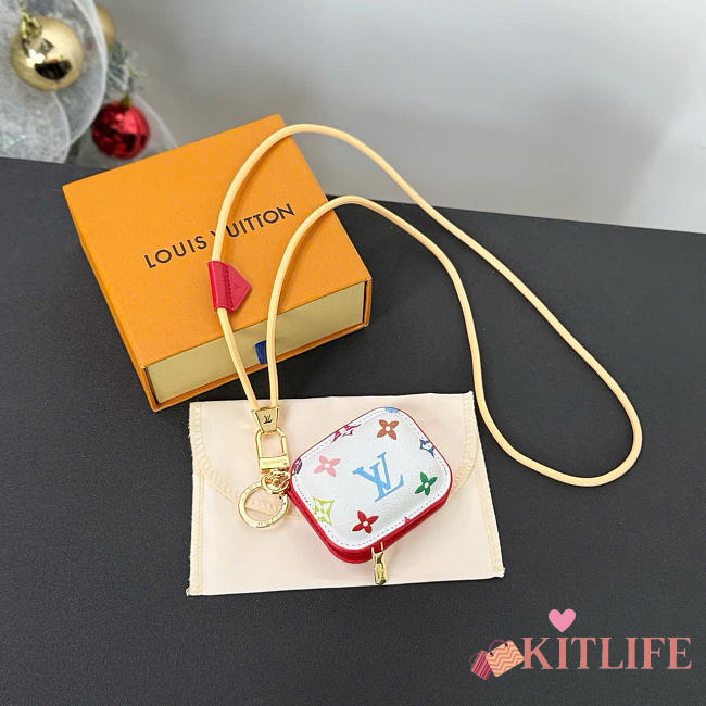 Kitlife Louis Vuitton Tune Key Holder and Bag Charm White Multicolor 8×6.5×3.5cm - 1