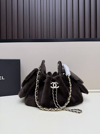 Kitlife Chanel 25C Drawstring Mini Handbag Dark Brown Sheepskin AS5631 20x22x12.5cm 