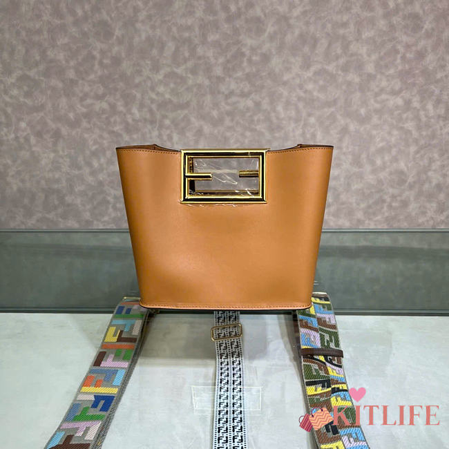 Kitlife Fendi Way Small Leather Bag Brown 20x9x17cm - 1