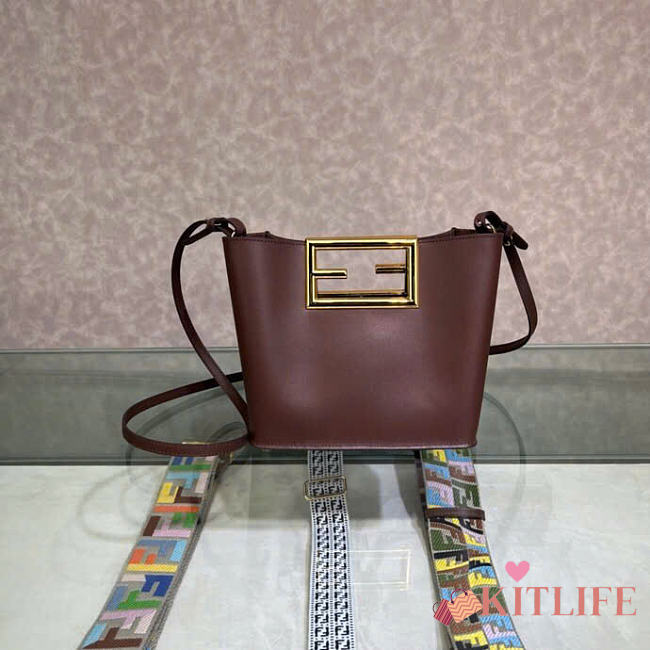 Kitlife Fendi Way Small Leather Bag Dark Brown 20x9x17cm  - 1