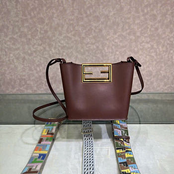 Kitlife Fendi Way Small Leather Bag Dark Brown 20x9x17cm 
