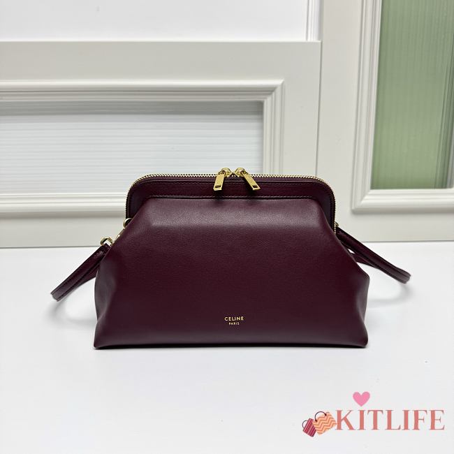 Kitlife Celine Small Doctor Pouch In Burgundy Supple Calfskin 27.5x15x14cm - 1
