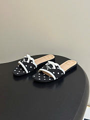 Kitlife Dior Dway Slide Black Cotton Embroidered with White PolkaDior Motif - 6