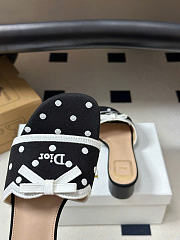 Kitlife Dior Dway Slide Black Cotton Embroidered with White PolkaDior Motif - 4