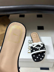 Kitlife Dior Dway Slide Black Cotton Embroidered with White PolkaDior Motif - 3