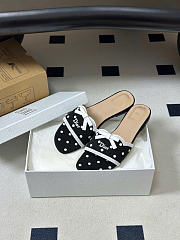 Kitlife Dior Dway Slide Black Cotton Embroidered with White PolkaDior Motif - 2