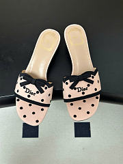 Kitlife Dior Dway Slide Pink Cotton Embroidered with Black PolkaDior Motif - 1