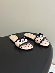 Kitlife Dior Dway Slide Pink Cotton Embroidered with Black PolkaDior Motif - 6