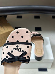 Kitlife Dior Dway Slide Pink Cotton Embroidered with Black PolkaDior Motif - 4