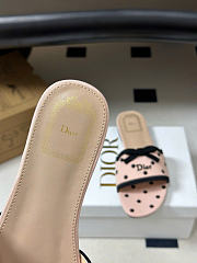 Kitlife Dior Dway Slide Pink Cotton Embroidered with Black PolkaDior Motif - 3
