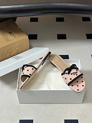 Kitlife Dior Dway Slide Pink Cotton Embroidered with Black PolkaDior Motif - 2