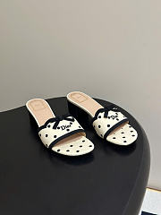 Kitlife Dior Dway Slide Beige Cotton Embroidered with Black PolkaDior Motif - 6
