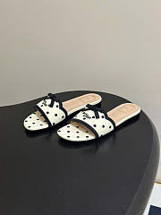 Kitlife Dior Dway Slide Beige Cotton Embroidered with Black PolkaDior Motif - 5