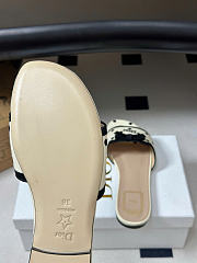 Kitlife Dior Dway Slide Beige Cotton Embroidered with Black PolkaDior Motif - 4