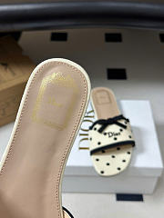 Kitlife Dior Dway Slide Beige Cotton Embroidered with Black PolkaDior Motif - 2