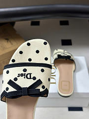Kitlife Dior Dway Slide Beige Cotton Embroidered with Black PolkaDior Motif - 3