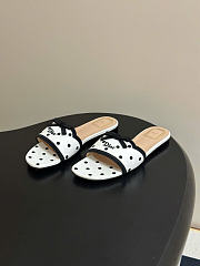 Kitlife Dior Dway Slide White Cotton Embroidered with Black PolkaDior Motif - 6