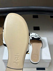 Kitlife Dior Dway Slide White Cotton Embroidered with Black PolkaDior Motif - 5