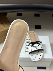 Kitlife Dior Dway Slide White Cotton Embroidered with Black PolkaDior Motif - 4
