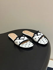 Kitlife Dior Dway Slide White Cotton Embroidered with Black PolkaDior Motif - 2
