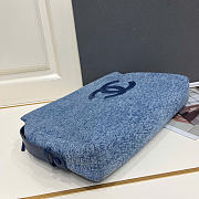 Kitlife Chanel Zipped Large Pouch Blue Denim 39.5x25.5x8.5cm - 6