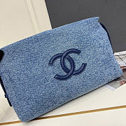 Kitlife Chanel Zipped Large Pouch Blue Denim 39.5x25.5x8.5cm - 2