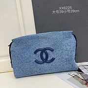 Kitlife Chanel Zipped Small Pouch Blue Denim 29.5x18.5x7.5cm - 1