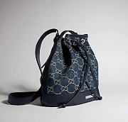 Kitlife Gucci Venice Small Bucket Bag Dark Blue GG Denim ‎875237 21x23.5x14cm - 5