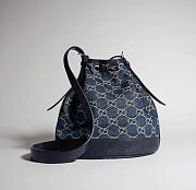 Kitlife Gucci Venice Small Bucket Bag Dark Blue GG Denim ‎875237 21x23.5x14cm - 3