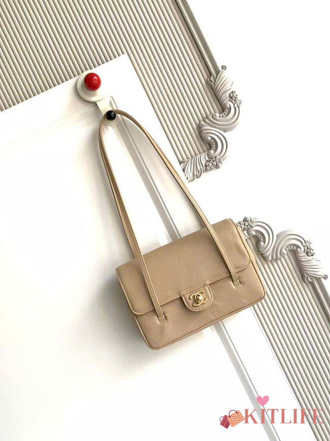 Kitlife Chanel 26P Flap Bag Beige Grained Shiny Calfskin AS6130 15x22x7cm - 1