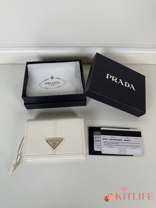 Kitlife Prada Prada Snap-closure Short Wallet White 1MV021 11.2x8.5cm - 1