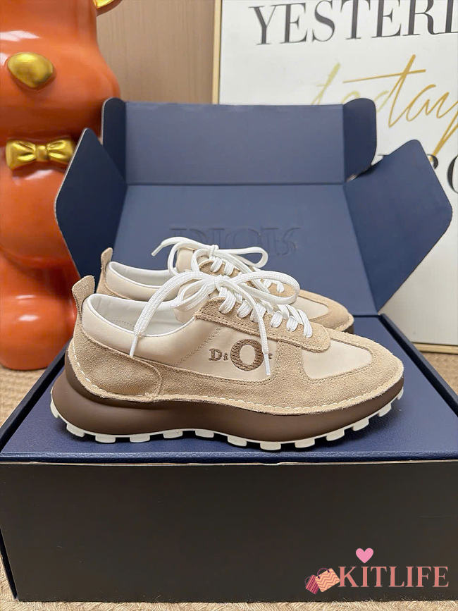 Kitlife Dior Squash Sneaker Beige Suede Calfskin and Technical Fabric  - 1