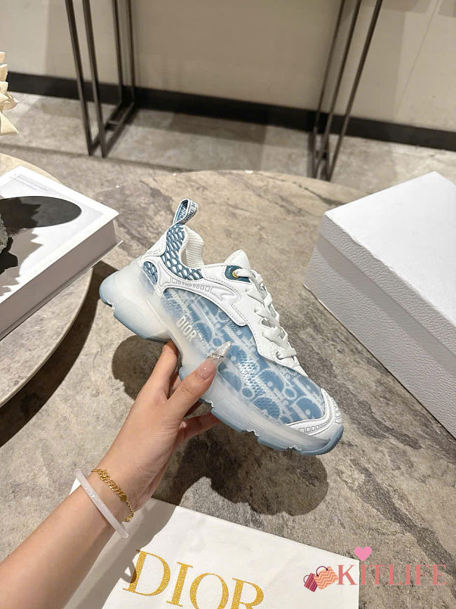 Kitlife Dior Vibe Sneaker White & Blue Dior Oblique Technical Fabric and Transparent Rubber - 1