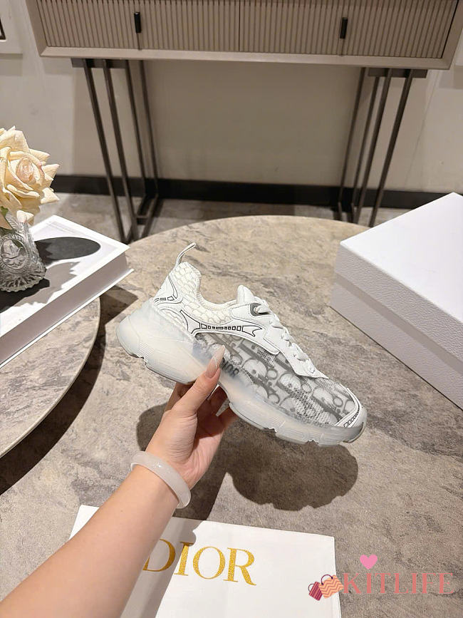 Kitlife Dior Vibe Sneaker White & Gray Dior Oblique Technical Fabric and Transparent Rubber  - 1