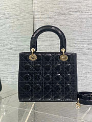 Kitlife Dior Lady Black Patent Cannage Calfskin Bag 24cm - 2