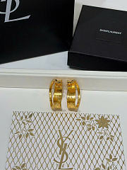 Kitlife Saint Laurent Gold YSL Letter Double-Ring Stud Earrings - 4