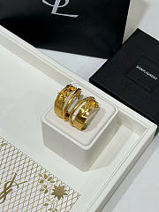 Kitlife Saint Laurent Gold YSL Letter Double-Ring Stud Earrings - 5