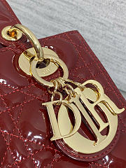 Kitlife Dior Lady Dark Red Patent Cannage Calfskin Bag 24cm  - 6