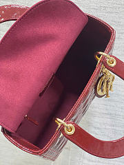 Kitlife Dior Lady Dark Red Patent Cannage Calfskin Bag 24cm  - 5