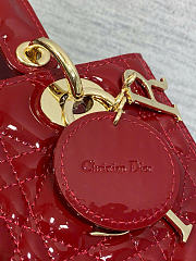 Kitlife Dior Lady Red Patent Cannage Calfskin Bag 24cm  - 6